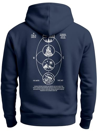Neverless® Herren Hoodie Backprint Nature Balance Outdoor Icons Kapuzen-Pullover Männer Fashion Streetstyle
