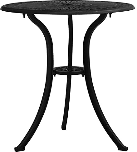 Keeushr Gartentisch Schwarz 62x62x65 cm Aluminiumguss mit Schirmloch und stabilem Dreibein-Design für Terrasse Balkon Garten