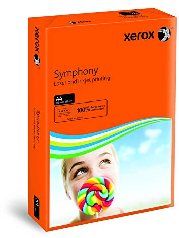 Xerox 003R93953 farbiges Druckerpapier Kopierpapier Symphony intensiv Din A4, 80 g/m², 500 Blatt pro Pack, orange