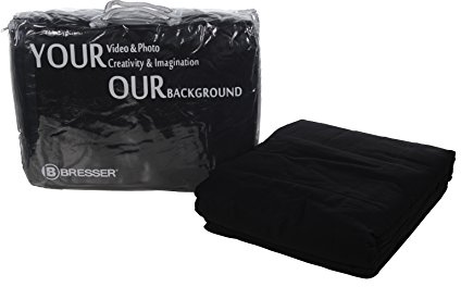 Bresser F000403 Baumwolle Fotostudio Stoff Hintergrund 2,5x3 m schwarz | 100 % Baumwolle, waschbar bei 30 °C, nicht reflektierend, strapazierfähig, Aufhängeschlaufe, Tasche inklusive
