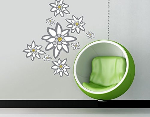 Apalis Wandtattoo No.UL880 Edelweiß Set Alpen Blumen Blüten Winter Floral