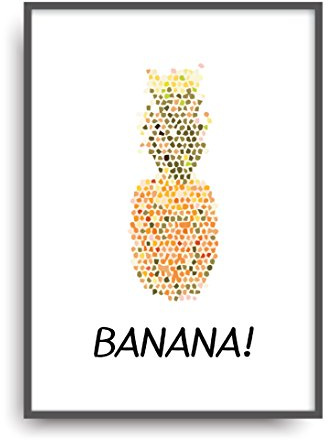 ALEMARG Moderner Vintage Poster Druck Ananas Banane Fine Art Kunstdruck Deko Bild Print Plakat ungerahmt DIN A4 Geschenk