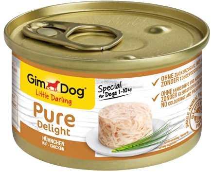 GimDog Pure Delight Hühnchen - Proteinreicher Hundesnack mit zartem Fleisch in köstlichem Gelee - 18 Dosen (18 x 150 g)