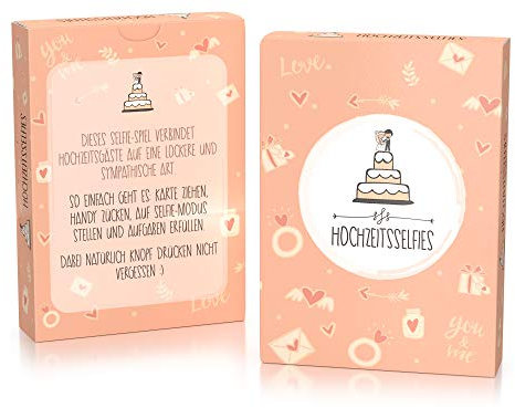 Hochzeitsselfies als Hochzeitsspiel – Box mit kreativen und Lustigen Fotoaufgaben – Tolles Spiel für Gäste Oder Geschenkidee für Das Brautpaar – Eisbrecher für die Hochzeit