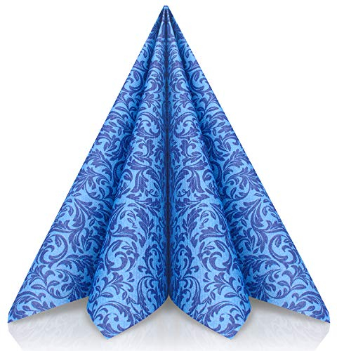 GRUBly® Servietten BLAU, Stoffähnlich [50 Stück], Hochwertige Blaue Servietten, Tischdekoration für Hochzeit, Geburtstag, Feiern, Taufe, Kommunion, Konfirmation, 40x40cm, AIRLAID QUALITÄT