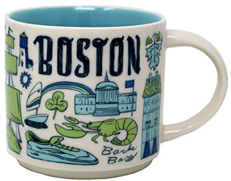 STARBUCKS Kaffeetasse – Been There Serie Across The Globe (Boston), 400 ml, Keramik, 13.5 oz, Zylindrisch, Modern, Mehrfarbig, Wiederverwendbar, Isoliert, Microwave Safe