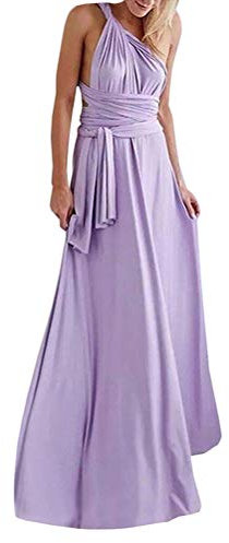 ShallGood Vestido de Las Mujeres de Alta Cintura Convertible Multi-Forma Abrigo Dama de Honor Formal Largo Vestidos Maxi Transformador/Infinito Vestido Morado ES 40