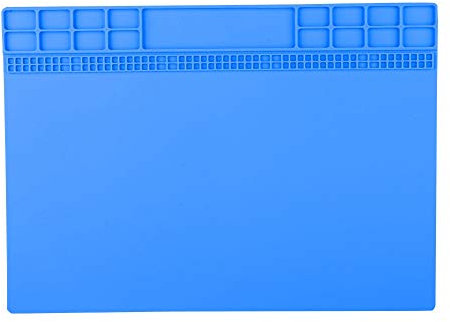 350 * 250mm Soldering Mat, 500 Heat Resistant Silicone Work Mat, Magnetic Electronics Repair Pad Heat Insulation Maintenance Platform with Screw Notches, for Welding and Soldering Station - Dark Blue