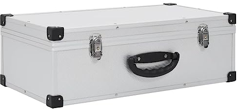 vidaXL Etui de CD pour 80 CD Boîte de Rangement de CD Boîtier Coffre de Rangement de CD Bac de Rangement Boîte pour Stockage Aluminium ABS Argenté