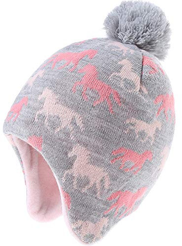 AHAHA Wintermütze Mädchen Kinder Beanie Strickmütze,Rosa,6-8 Jahre (55cm)