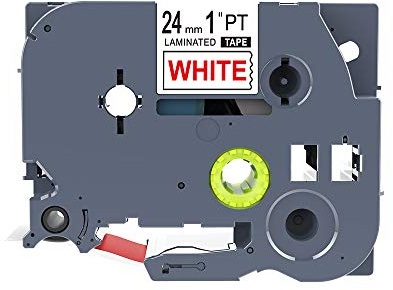 IDIK Schriftband TZ 252 Tze 252, 24 mm, Rot auf Weiß