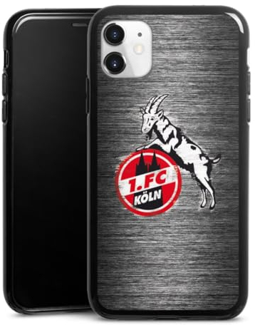 Silikon Hülle kompatibel mit Apple iPhone 11 Case schwarz Handyhülle 1. FC Köln Metallic Look Offizielles Lizenzprodukt