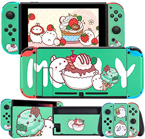 DLseego Kompatibel mit Switch Skin Sticker, Anime Pattern Wrap Vinyl Peau Komplett Faceplate Cover Decals, Konsole & Joy-Con Controller & Dock Protection Aufkleber Zubehör für Switch-Grün