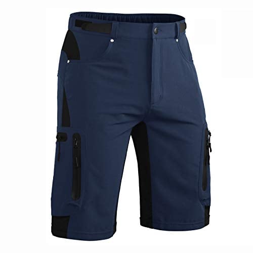 Hiauspor Kurze Hosen Herren, Leichte Wanderhose Atmungsaktiv Schnelltrocknen Cargo Bermuda Shorts Elastische Radlerhose MTB Fahrradhose Outdoorhose Sport Radhose Sommer mit 6 Taschen (Navy, M)