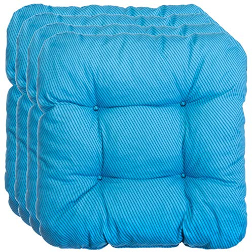 Brandsseller Kissen 4er Set Sitzkissen Stuhlkissen Stuhlauflage Streifen/Blau