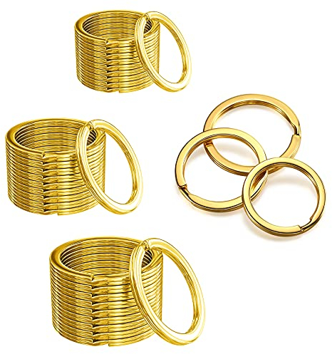 JeoPoom 30pcs Portachiavi Anelli Spaccati Rotondi Piatti Portachiavi, 3 Misure 20mm 25mm 30mm, Anelli Portachavi Portaoggetti per Portachiavi Chiavi Organizzazione Artigianato Fai da Te