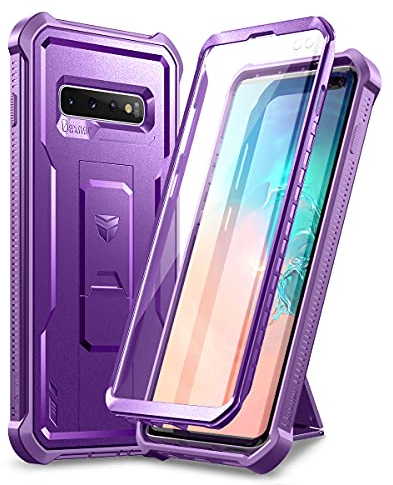 Dexnor - Coque pour Samsung Galaxy S10 Plus, Protection d'écran intégrée et béquille, Protection de qualité Militaire résistante aux Chocs - Violet