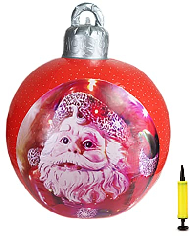Settoo Weihnachtsdekorationen Weihnachten Aufblasbar Ball 60cm Aus PVC Christbaumkugel,Weihnachtskugel Personalisiert Baumschmuck Weihnachtskugeln (mit Inflatorzylinder)