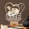 Lampephoto.fr, Lampe de chevet tactile Personnalisée par gravure laser avec télécommande, veilleuse adulte Photo et Texte Personnalisable, Lampe de chevet LED chambre Cadeau de Noël (coeur love 2)