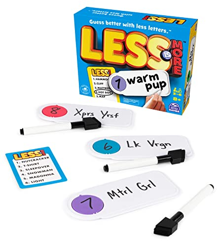 Less is More, Party-Brettspiel, lustiges Wort-Buchstaben-Kartenspiel, lustiges Geschenk, Spielzeug, Wohnzimmer, Familienspielabend, für Erwachsene, Jugendliche und Kinder ab 8 Jahren