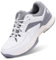 FitVille Extra Weit Tennisschuhe Herren Breit Hallenturnschuh Atmungsaktiv Training Schuhe für Tennis Badminton Walking Fitnessstudio Weiß & Grau 46.5 EU Weit