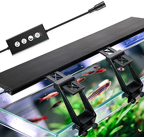 26W Clip-on Aquarium LED Beleuchtung, 24/7 Modus Aquarium Lampe mit Timer, Dimmbare Wasserdicht Aquarium Licht für Wasserpflanzen und Fische
