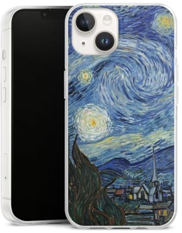 Silikon Hülle kompatibel mit Apple iPhone 14 Case transparent Handyhülle Kunst Vincent Van Gogh The Starry Night