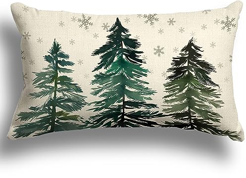 ZWJD Kissenbezug Weihnachten 30x50 1er Set Kissenbezüge Dekokissen Leinen Kissenhüllen für Deko Weihnachten Sofa Schlafzimmer Couch Kissenbezug 30x50 cm
