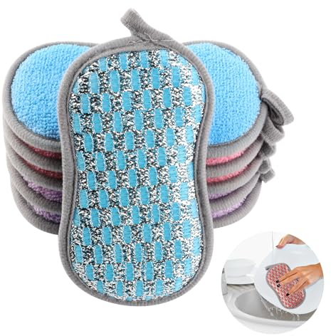 Esponjas Cocina, 6 Piezas Esponjas Cocina Estropajos Esponjas de Limpieza,Esponja de Microfibra Lavable Reutilizable,para Cocina Fregar Ollas,Baño,Utensilios de Cocina
