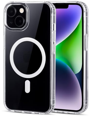 JProtect für iPhone 14 Plus Hülle für Magsafe (TOP Schutz & Magnetkraft) Magnetische Handyhülle Transparent für iPhone 14 Plus - Hülle Magnet für MagSafe Zubehör Case Stoßfest