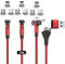 NetDot 6in1 Gen12 Câble Magnétique de Charge Rapide et Transfert de Données Compatible Micro-USB & USB-C Téléphones (1m/3 pack rouge)