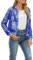 Baseball Jacke Damen Pailletten Reißverschluss Langarm Jacken Sakko Pailletten Jacke Elegant Kurz Sakko Rave Party Outwear Blazermantel Bomberjacke Bikerjacke Übergangsjacke (Z1-Blue, M)