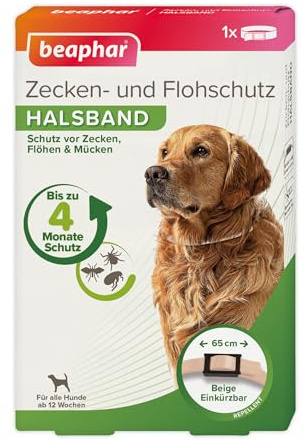 Beaphar Zecken- und Flohschutz Halsband Beige 65cm, Hund