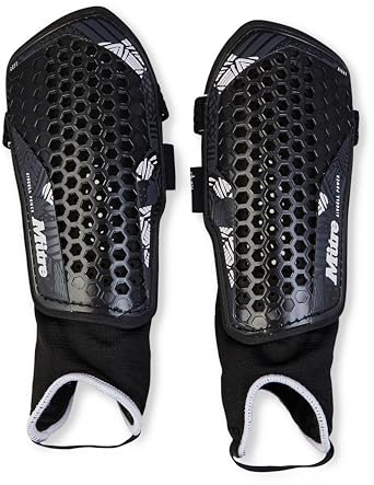 Mitre Aircell Espinilleras de fútbol con Tobillera, Transpirables, Ligeras, Talla L, Negro/Blanco