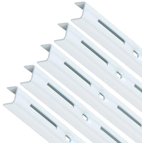 PRIOstahl Wandschienen für Regalträger - 5 x Schienen | 1-reihig | Länge: 500 mm | Weiß | Wandhalterung zur flexiblen Montage von Regalsystemen Regalhalter Regalbodenträger Wandregal aus Stahl