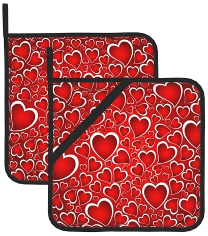 Set di 2 presine a forma di cuore multi-lucente per cucina, presine resistenti al calore, presine calde per bancone della cucina, presine con presine ad anello, per cucinare alla griglia e al forno.
