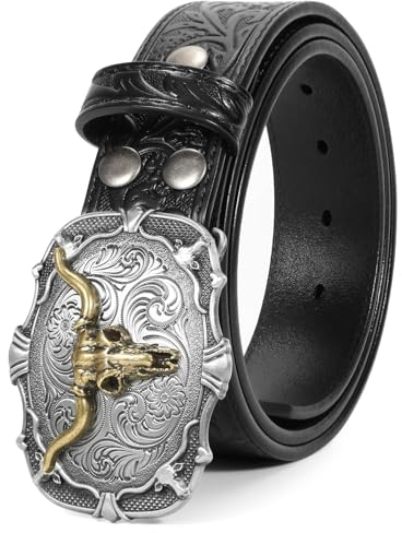 BELTROAD Western Leder Schnalle Gürtel für Männer Frauen Cowboy Cowgirl Herren Ledergürtel für Jeans Weihnachten Herrengürtel Geschenke