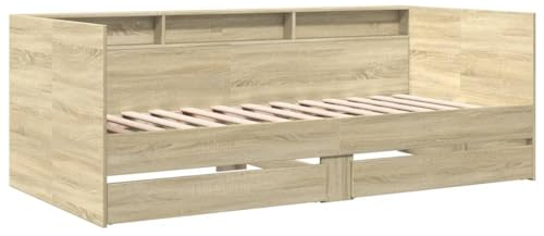 vidaXL Tagesbett, Gästebett mit 2 Schubladen mit Rollen, Schlafsofa für Schlafzimmer, Bettsofa Sofabett Daybed Bett, Sonoma-Eiche 90x200cm Holzwerkstoff