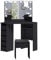 Panana Eck Schminktisch mit Hollywood Spiegel, Große Schminktisch mit Spiegel 3 Färben LED Beleuchtung Modern Kosmetiktisch mit 5 Schubladen und Hocker Schlafzimmermöbel (Black)