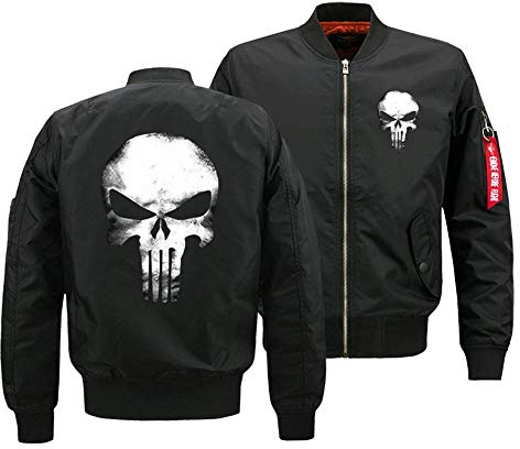 Sohaon Jungen Bomberjacke Punisher Skull College Jacke Piloten Kapuzenjacke Sweatjacke Punish Hoodie Outdoor Übergangsjacke