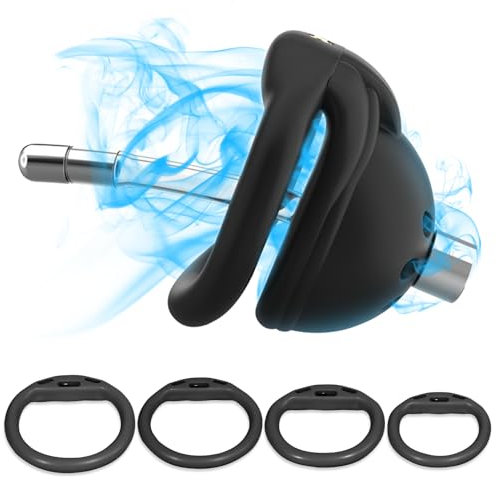 SeLgurFos Klein Cock Cage mit 4 Penisrings und Silikon Harnröhren Dilator 3D Printed Peniskäfig Sex Spielzeug Chastity Cage Male BDSM Sklaven Fesseln & Bondage für Männer (Black,Arc-Ring+Dilator)