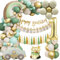 Geburtstagsdeko 1 Jahr, Deko 1. Geburtstag Junge Mädchen, Grüne Gold Luftballons 1. Geburtstags, 1 Geburtstag Deko Junge Mädchen, Happy Birthday Girlande Monat Foto Banner for Kindergeburtstag Deko