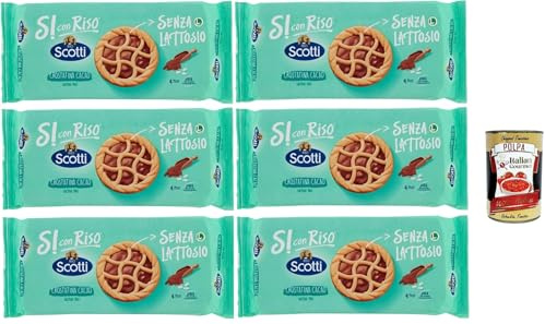 Italian Gourmet Si con Riso Crostatina cacao, Kuchen Kekse cremig 6 x 144g | Senza lattosio, senza proteine del latte; mit Schokofüllung, palmölfrei, Gesamtnettogewicht 864 g + Kostenlos Polpa 400g