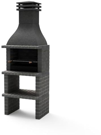 MAESTRO FERRETERO MOVELAR – Barbecue prefabbricato per legna e carbone modello TAOS Plus (grigio scuro – 76 x 58 x 214 cm) Ref: M01141 – Uso esterno