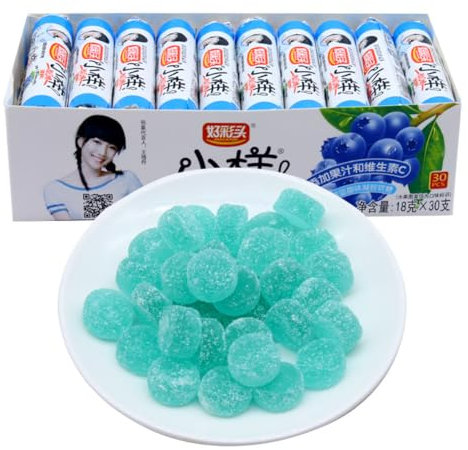 McKona Süß-saure Gummibonbons Können Für Den Christbaumschmuck Verwendet Werden. Einzeln Verpackt Und Verpackt. Besondere Süßigkeiten: Süß Und Lecker (18g×30Stöcke). (Blaubeergeschmack)