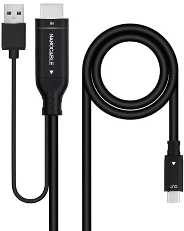 NANOCABLE 10.15.4354 - Cable Conversor HDMI a USB-C - 1.8 m, Plug & Play, Alta Resolución 4K a 60Hz, Compatible con HDMI 2.0 y DP Alt Mode, Color Negro
