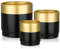 Oairse 3er Set Blumentöpfe aus verzinktem Stahl perfekt für Moderne Dekoration und Pflanztöpfe, Dekorativen Zink Töpfen drinnen und draußen, Gold-Schwarz