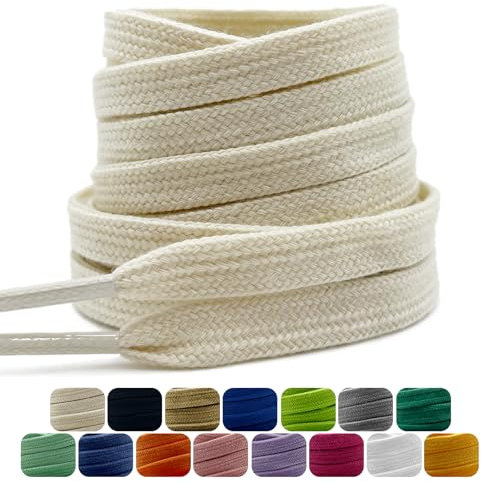 Dafannis Cordones Planos de Algodón, 9 mm de Ancho Cordones Muy Resistentes Zapatos Para Correr, Cordones Zapatillas Deporte, 2 Pares Cordones Zapatos de Repuesto de Primera Calidad