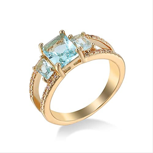 Aquamarin-Ring, Blauer Saphir-Ring 925, für Damen, Schmuck, Edelstein-Ring, Verlobungsringe