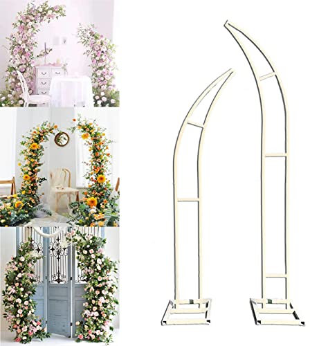 NZpost Moon Shape Garden Arch Harmony Wedding Arch Backdrop Stand Set with 5pcs Floral Tools Kit (Whit 5.9ft+6.8ft)